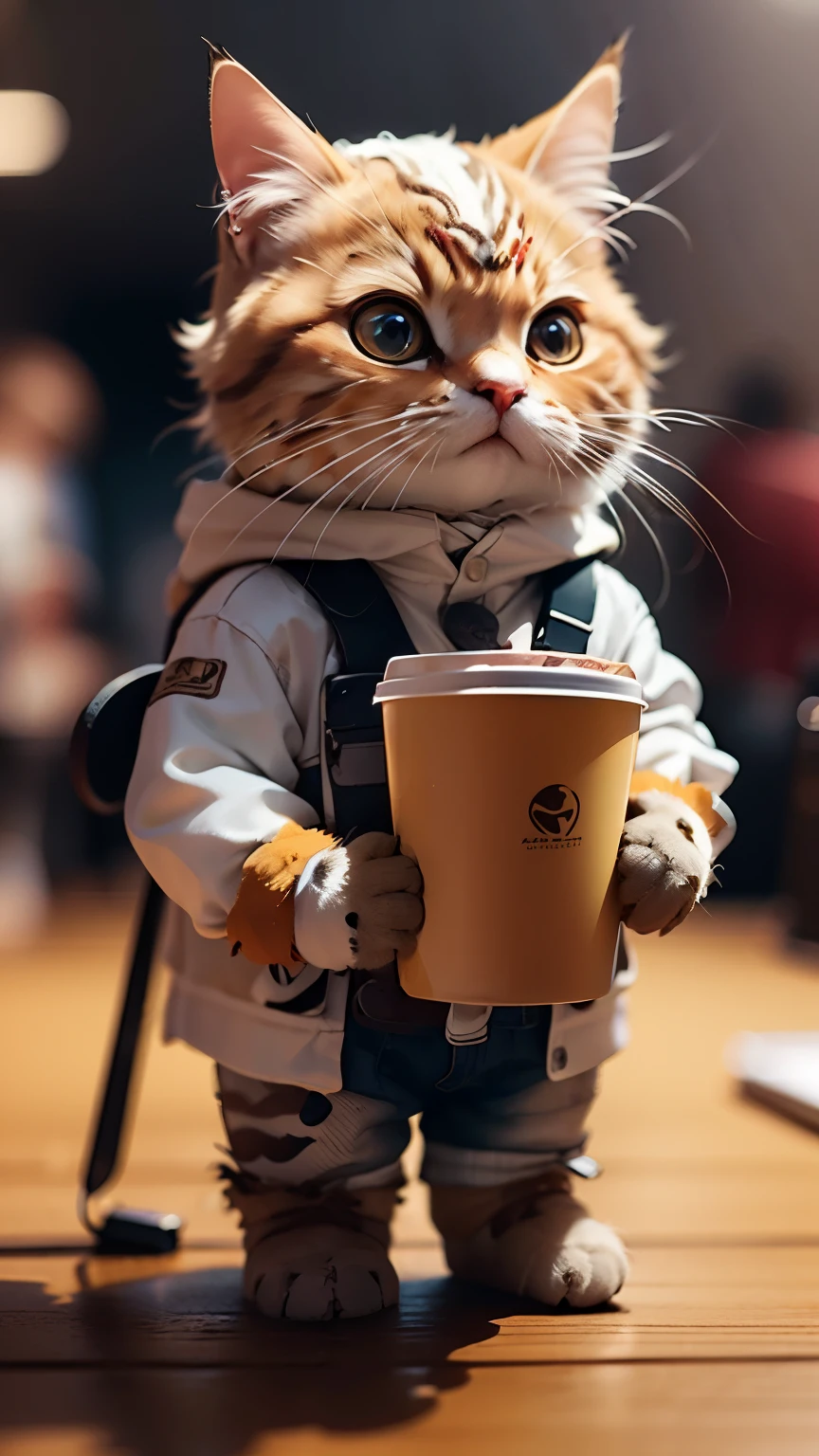 High resolution,超High resolution,8k,Very detailed,Realistic,photo-Realistic:1.37),Highest quality,masterpiece,pressure,Are standing,alone,whole body,,Coffee cup