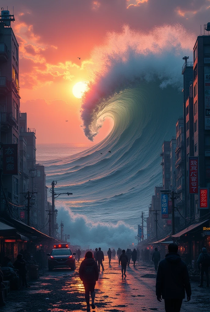 a large earthquake caused a likely epicenter on the seabed to bulge up.。Many major cities could be devastated。Location: Japan、Tokyo。A wave surged, and then
