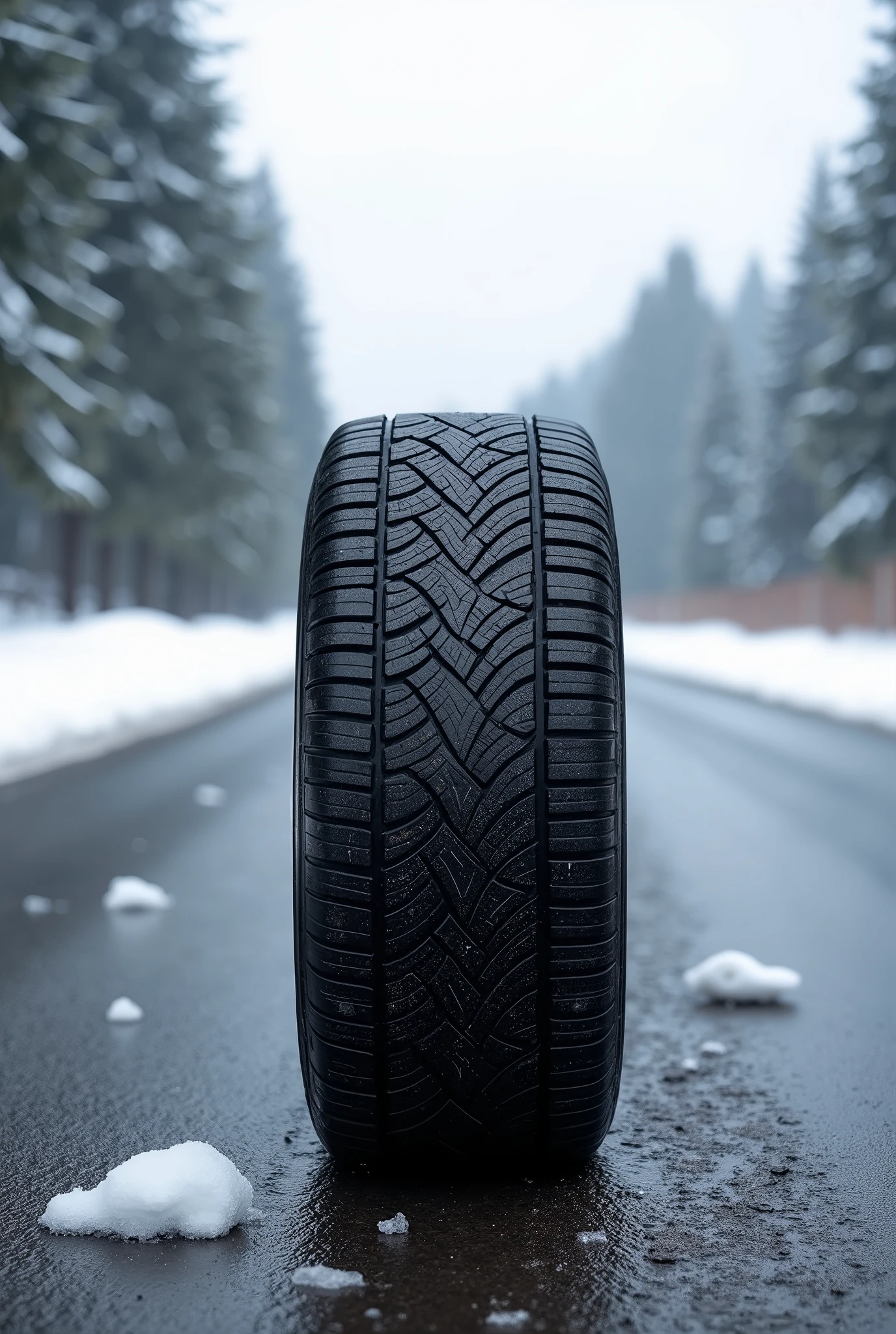 Nokian winter tires on asphalt road