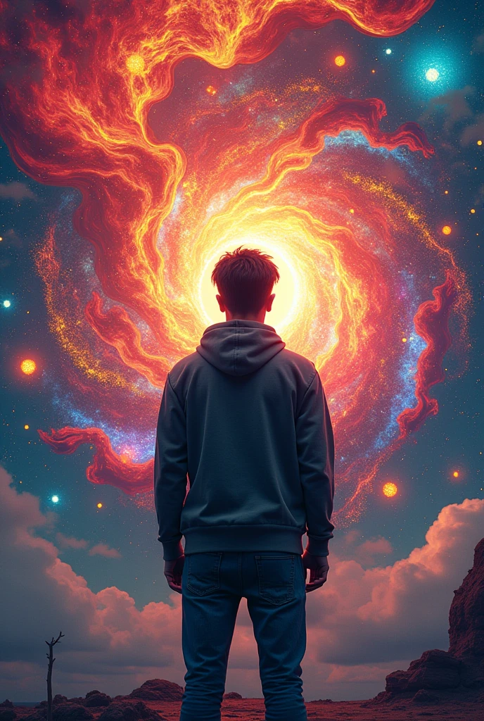 (((top quality, 8k, masterpiece))), **A male person with 155mm short hair surrounded by AI-generated art. Full body- TAKEN FROM BEHIND --q 2 --s 155 --v 6.1 --style raw --ar 7:3** - (relaxed)