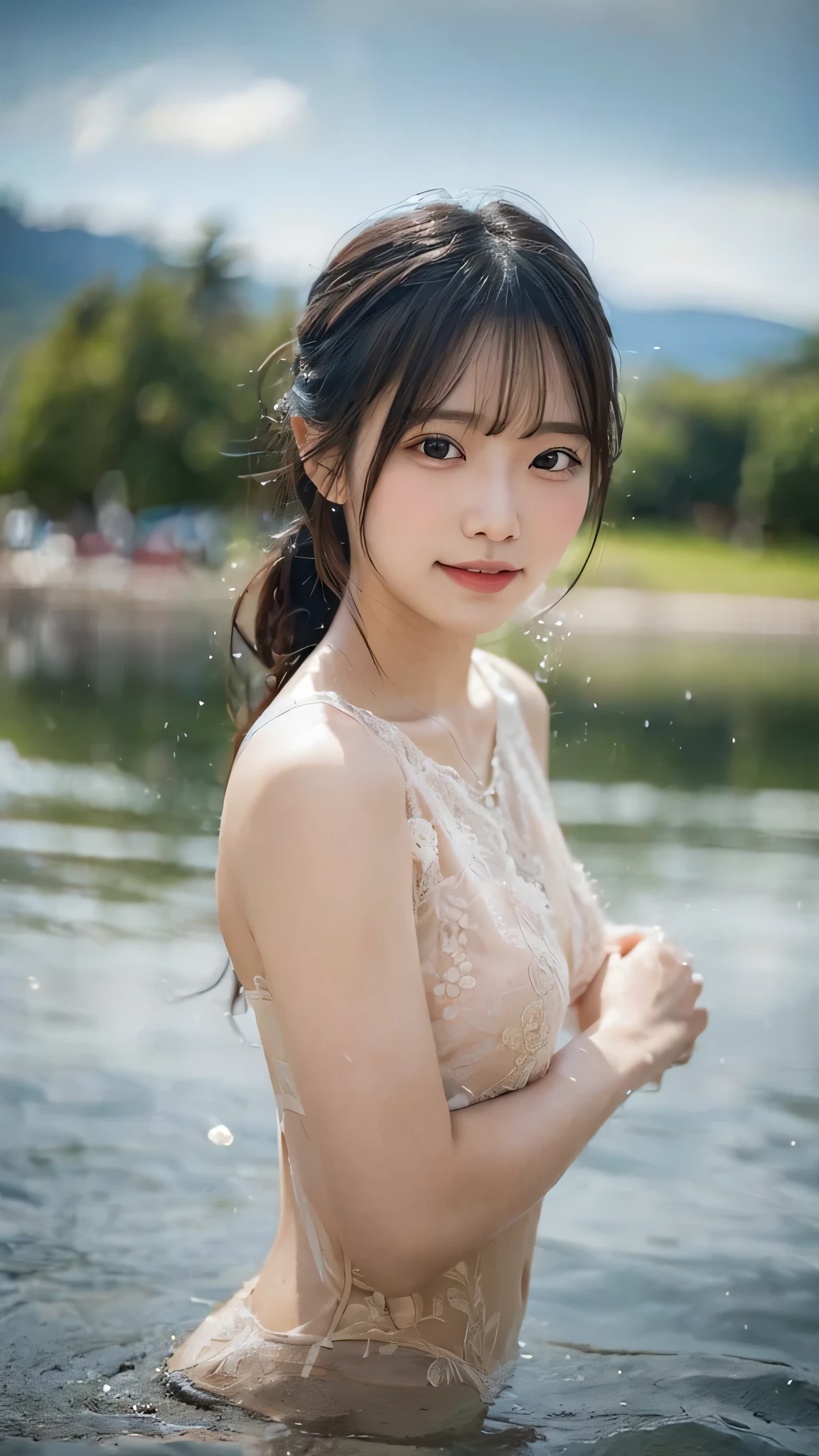 Beautuful Women、ar old 、Half body shot、perspiring、the body gets wet