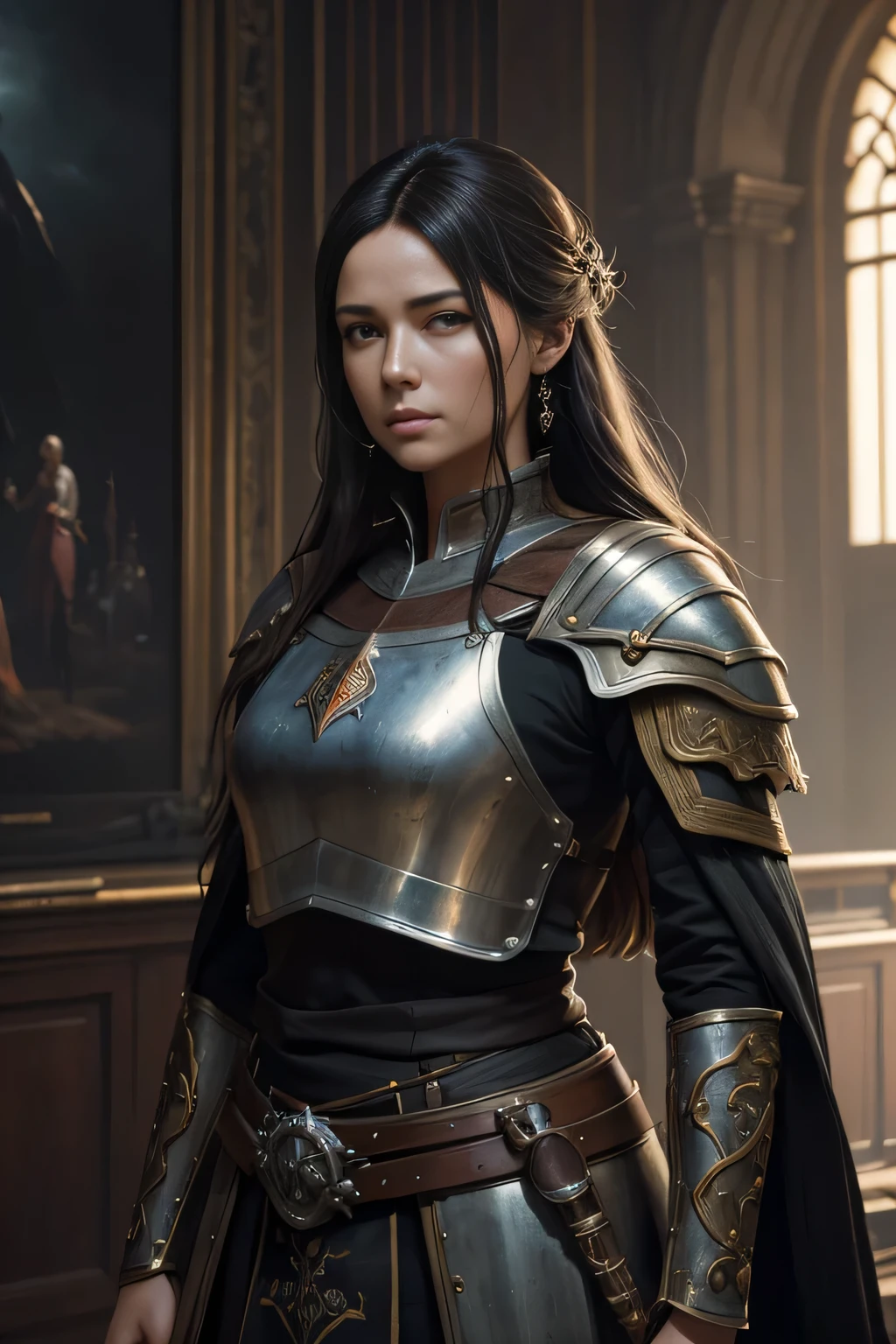 model shoot style, (Extremely detailed CG 8k unity wallpaper), full body photo of the most beautiful work of art in the world, medieval armor, professional majestic oil painting by Ed Blinkey, Atey Ghailan, Studio Ghibli, por Jeremy Mann, Greg Manchess, Antonio Moro, trends on ArtStation, trends at CGSociety, intrikate, high détail, sharp focus, Dramatic, photorealistic painting art by midjourney and greg rutkowski