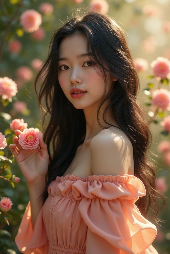 Asian beautiful girl, nipples showing, with big tits and no clothes