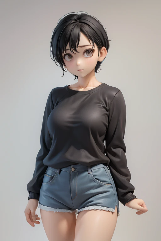 30-year-old woman、Mother,Married women,,Black Hair,Shortcuts、short hair、Casual wear、calm appearance、sweater、shirt、ポロshirt、Clothing patterns、Clothing Design、whole body、
