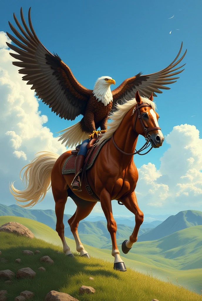 Eagle riding a horse