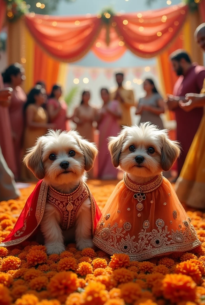Dog and bitch wedding indian mehandi fuction pic