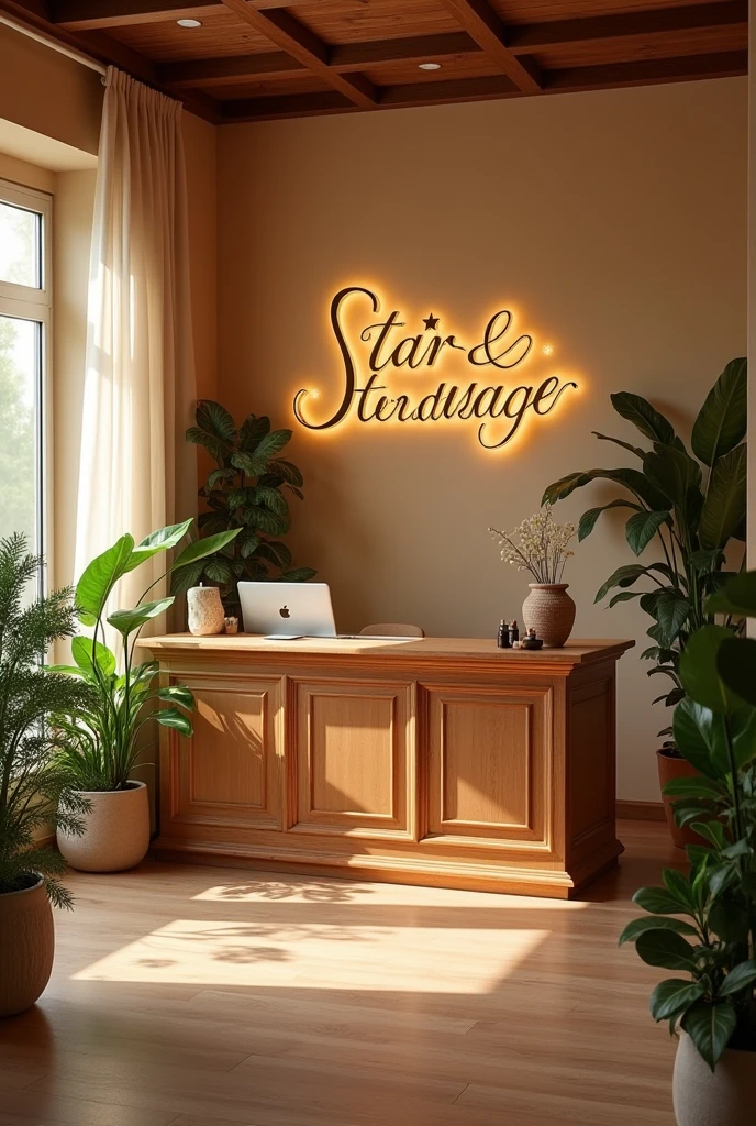 Massage Clinic Reception Room, with the name written showing “star spa and massage”