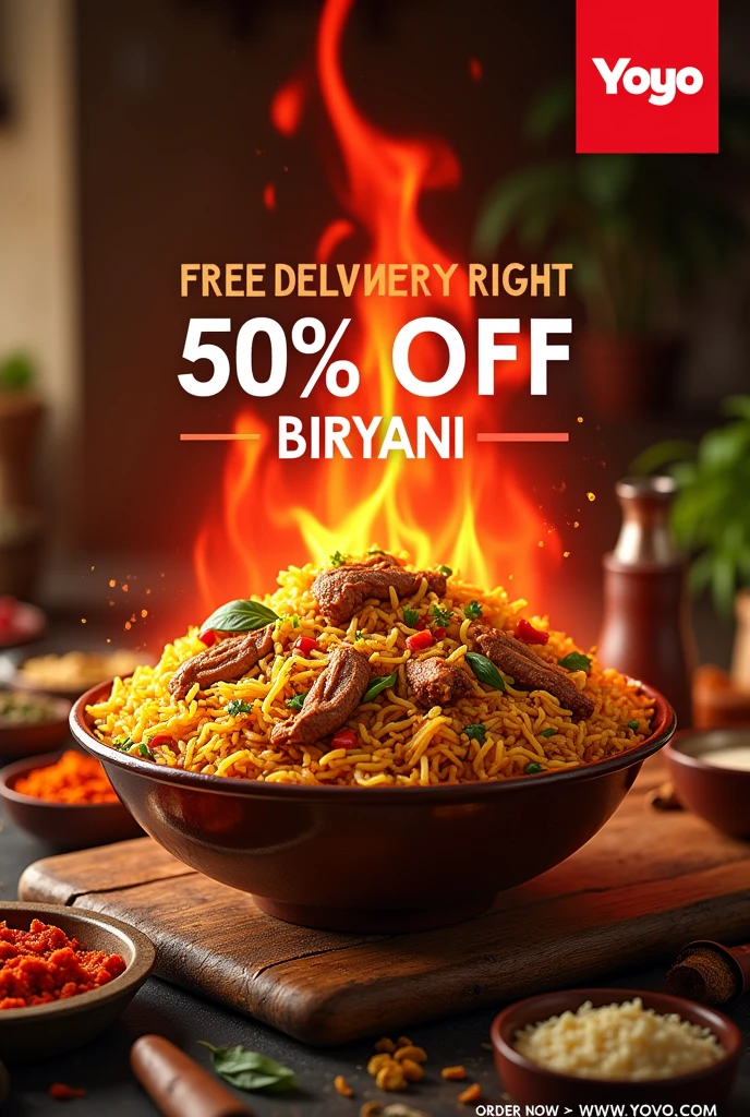 🔥 50% OFF on All Biryani Dishes! 🔥

Yoyo is offering an amazing deal:

50% OFF on all biryani dishes!
FREE DELIVERY right to your door!
Order now at www.yoyo.com

Enjoy delicious biryani at half the price!