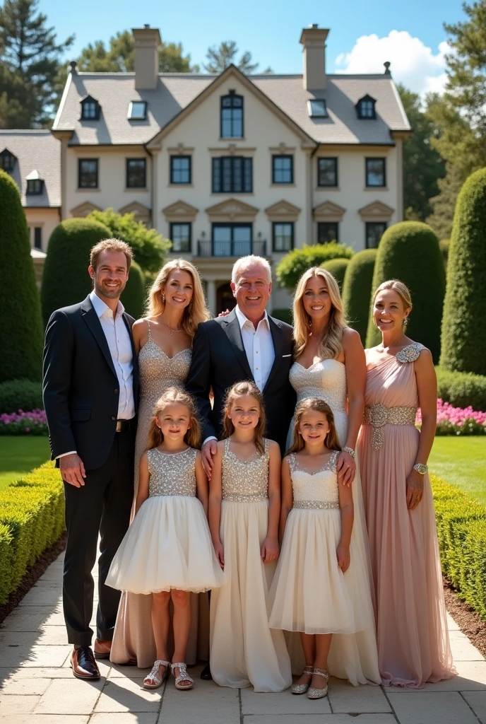 Family photo of rich family with 10 members