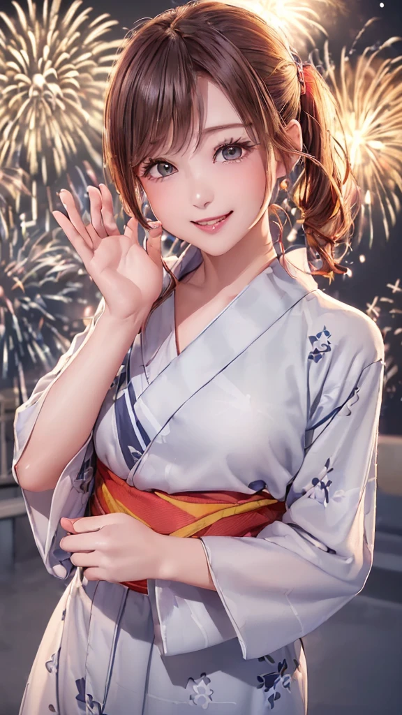 1girl in, surrealism, Cubist Futurism, pop-art, Verism, Motion Blur, spark of light, depth of fields, Backlighting, nffsw, Anatomically correct, Textured skin, awardwinning, 8K, masuter piece,1 girl in、独奏、A detailed face、(Beautiful see-through yukata)、(A short yukata with visible thighs)、delicate patterns、beautiful neck、A smile、no-bra、Cowboy Shot、sparklers、the complex background、Night Downtown、natta、(ighly detailed:1.2)、sparklers:1.3、Night fun、Happiness、Bright atmosphere、spark of light、discharge、Laser beam、A detailed face、