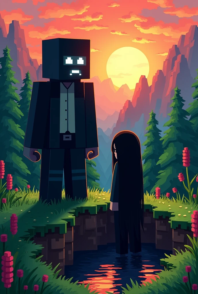 Create herobrine and Sadako in Minecraft style
I said herobrine not ghost
Create Steve with white eye and Sadako
I said herobrine and Sadako not ghost or anything else