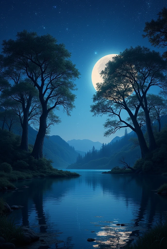 a beautiful nature in night time