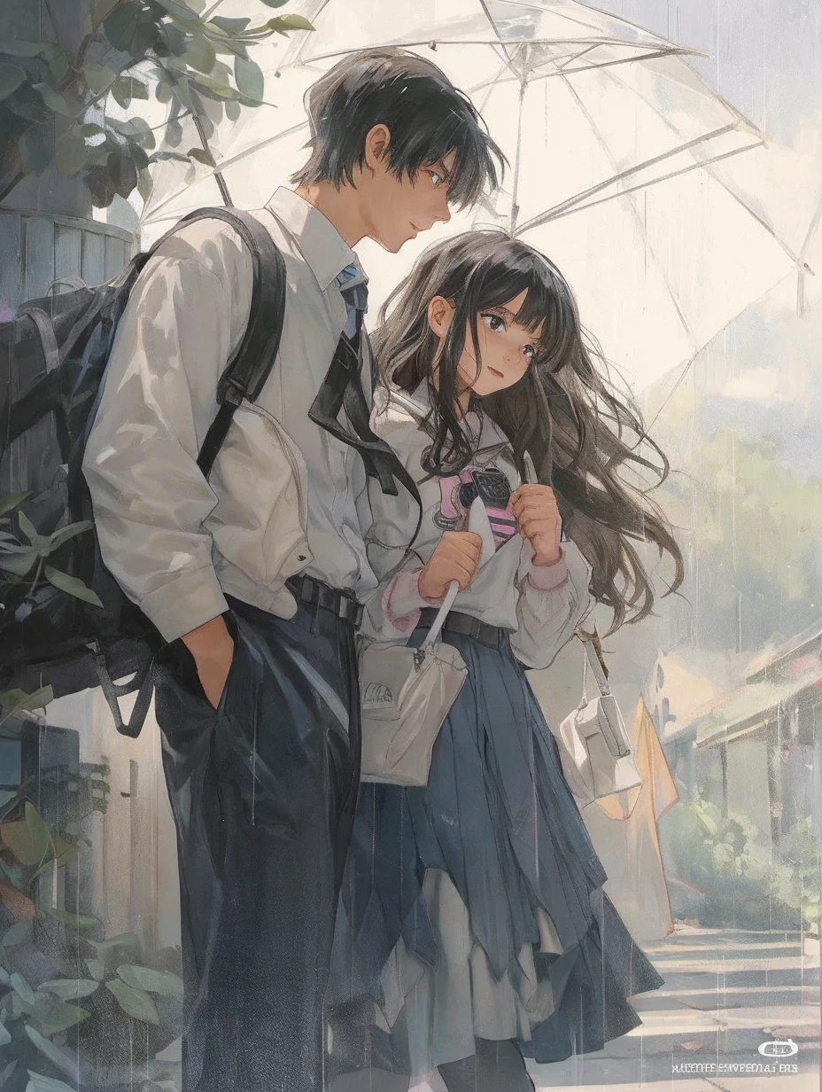 my hero academia character girl, , small, dark long brown hair long layered short bangs, grey/pink eyes, white tight long sleeve with big robotic gloves, white pencil skirt, baggy high white boots. with a fanny pack on the back. her favorite color is pink and plants are growing out of her. she is holding hands with Katsuki Bakugo
