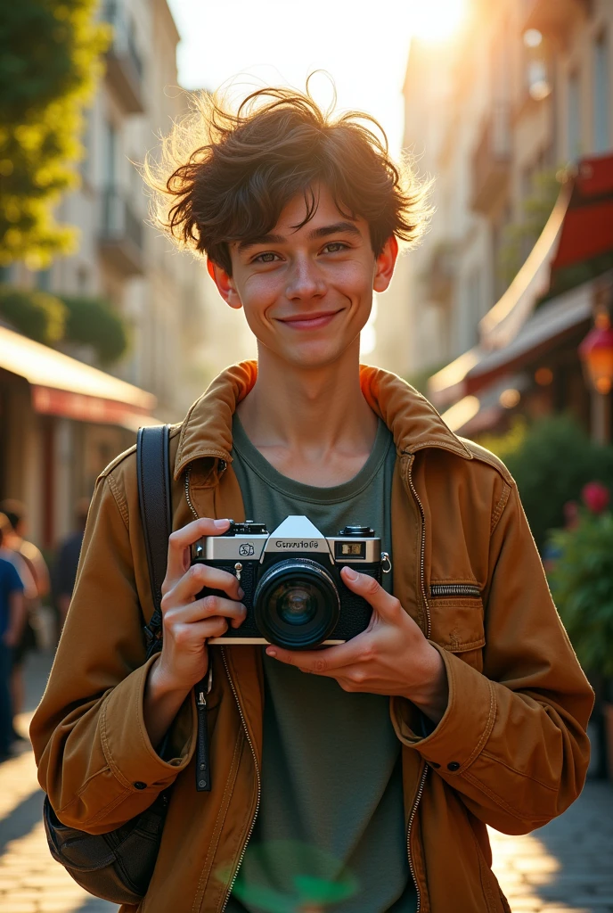 In picture there should be Camera ,creative,realistic world photography day portrait