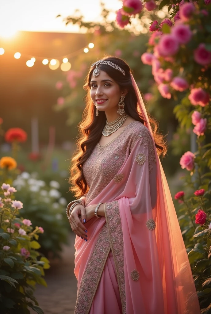 A muslim bride pink saree  girl photoshoot