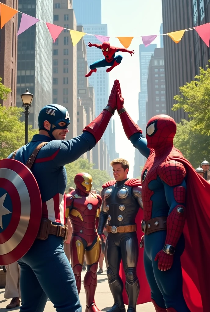 Marvel Avengers very excited in sharing is happiness to Spider-Man