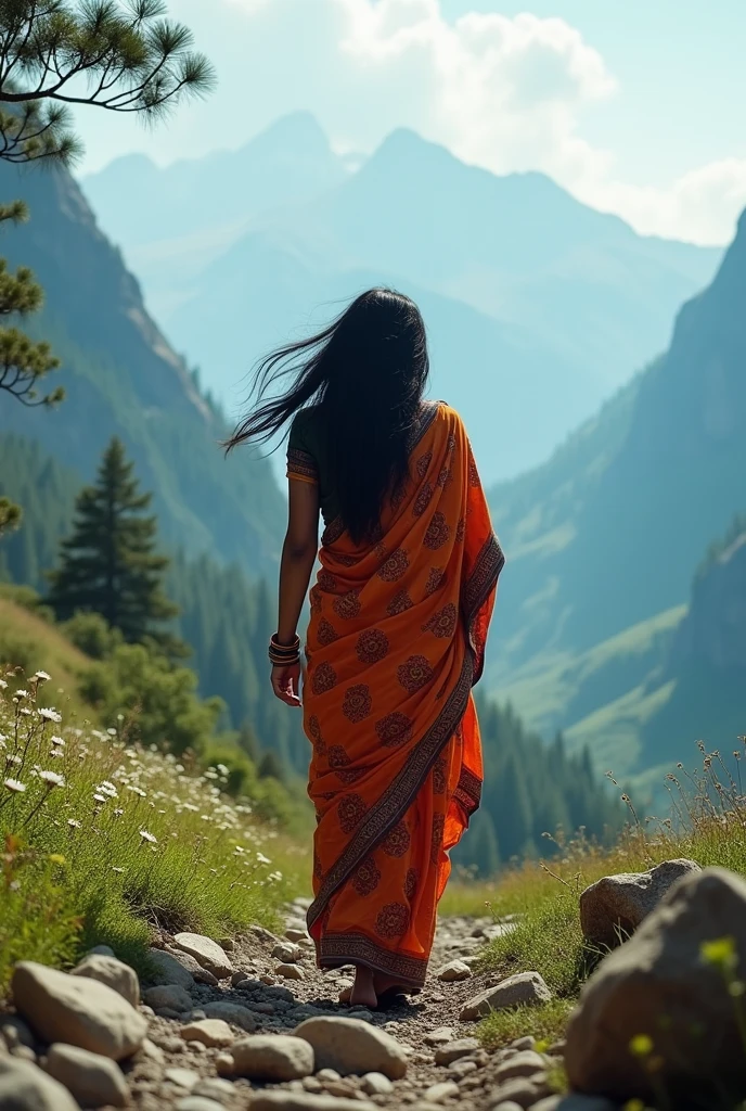 (Indian lady suffering an accident in the Gehlour mountain India