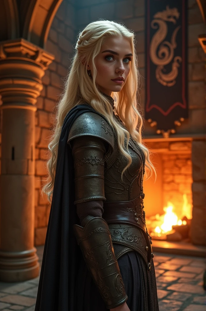 Viserra Targaryen (fair hair and blue eyes) being played by the actress, generous valentina "Fire & Blood"
