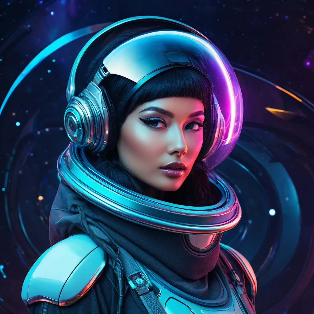 generate a brand strategy image in a futuristic intergalactic style in the form of. There should be a navigator. Make a wild style