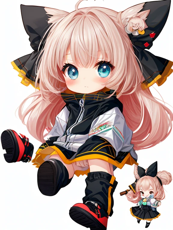 (White background), (Chibi Character) , 1 Small girl
