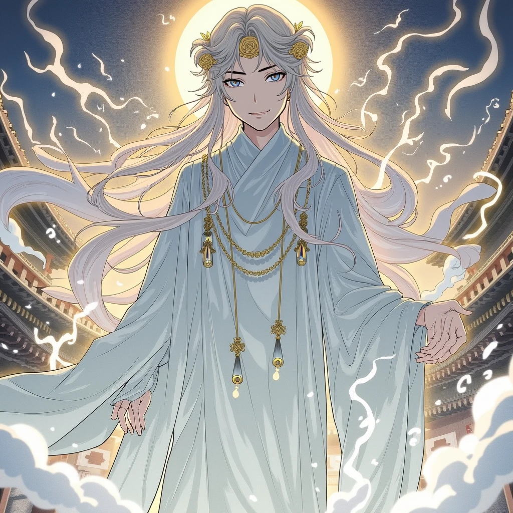 A male ghost with a wreath motif,A sacred halo shines,anime,Onmyoji,Jujutsu Kaisen