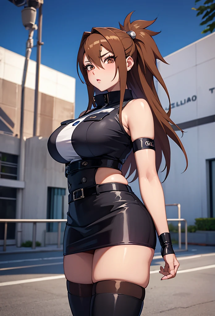 Masterpiece,Solo,1Girl,Chocho Akimichi,(Boruto)Big Breasts,Perfect Body,Sexy Body Hot,Ultra High Quality,Ultra High Resolution,Photograph 16K,Ultra Detailed,Long Hair,Twins Tails,Brown Hair,Hair Flowing Down The Back,Beautiful,Beautiful Girls,Female Police Theme,Female Police Uniform,Police Short Skirt,Police Hat,Sexy Body Hot,Sexy Uniform,Street Version 