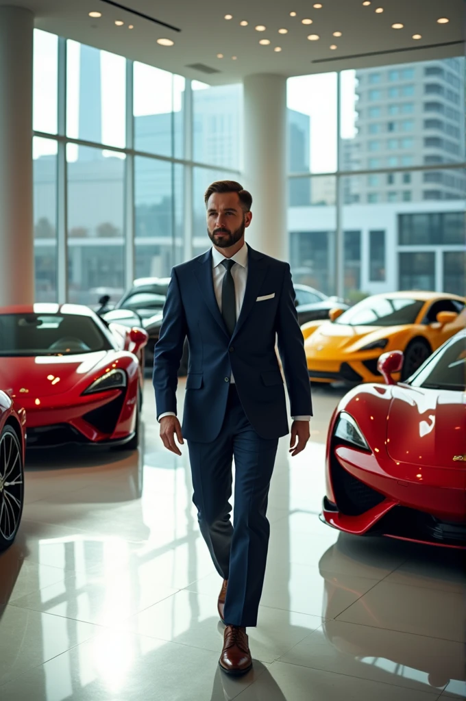 The rich man went to buy a supercar