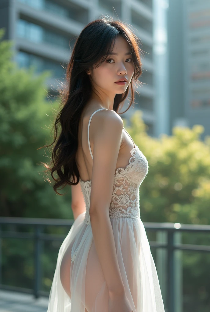 white semi-transparent pantyhose, in asian