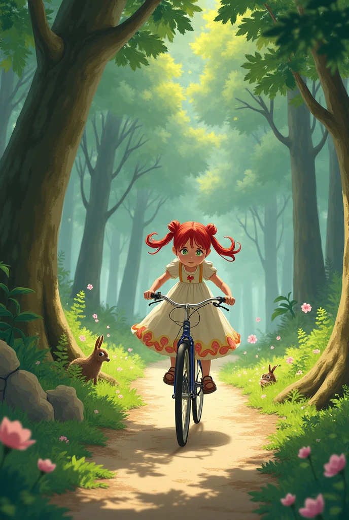 Today's challenge theme:Ghibli style Riding a Bicycle