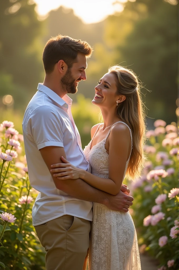 A happy man with his wife 