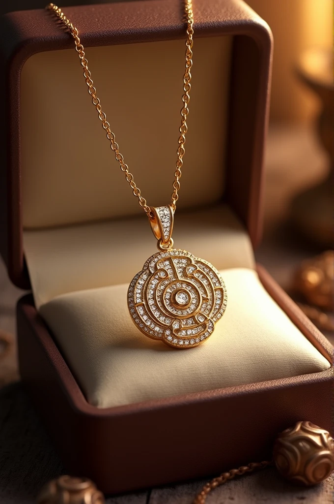 Naruto gold and diamond pendent