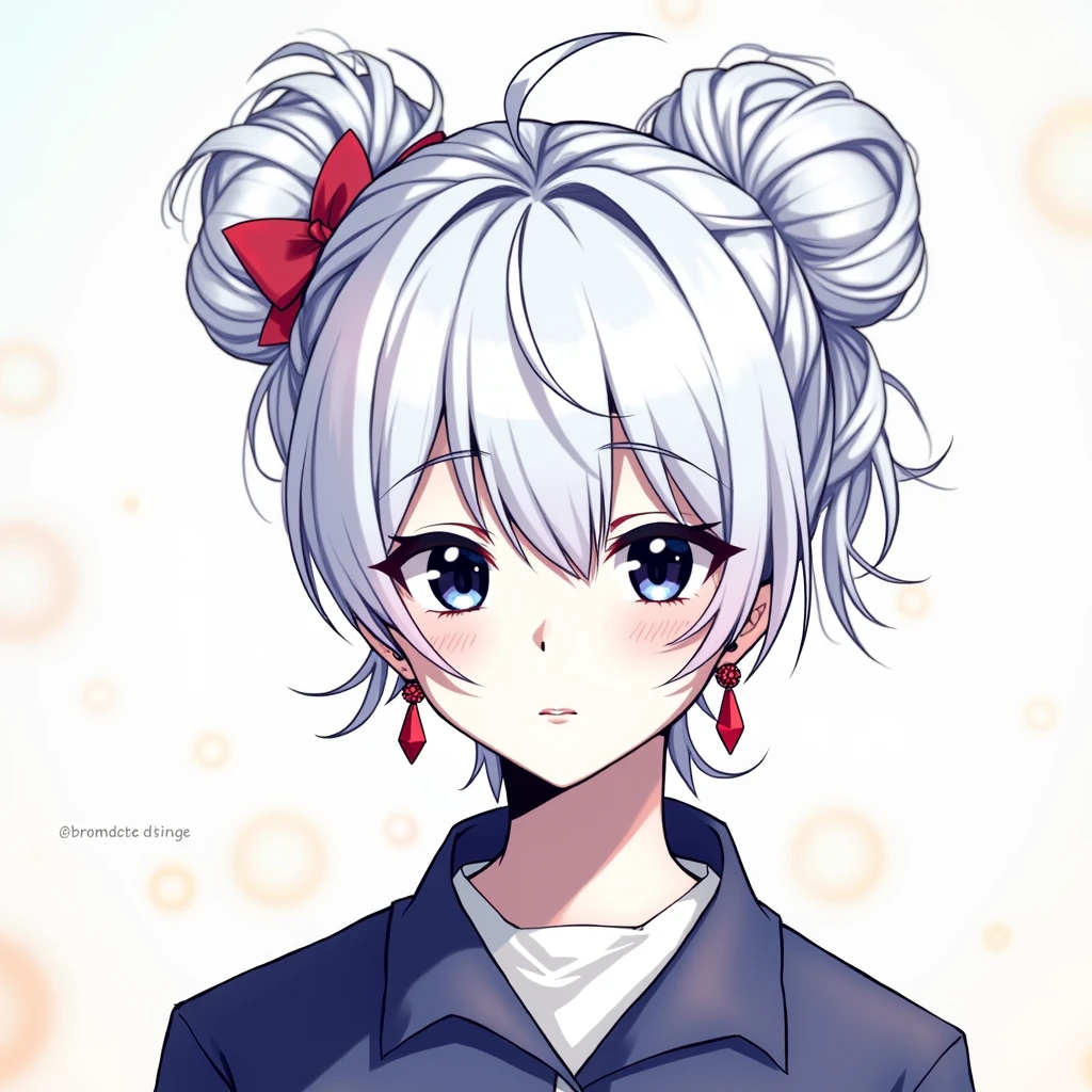 long straight hair , nudity , female, Red pin earrings ,big bust, Jisuin , black eyes,