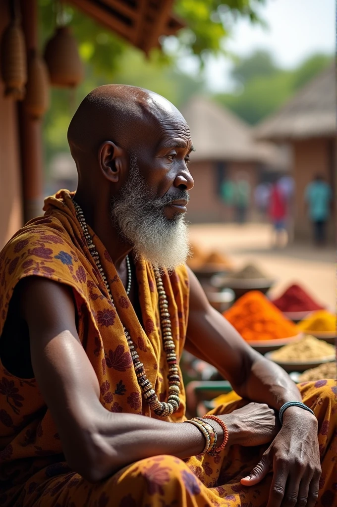 Bald aged african man