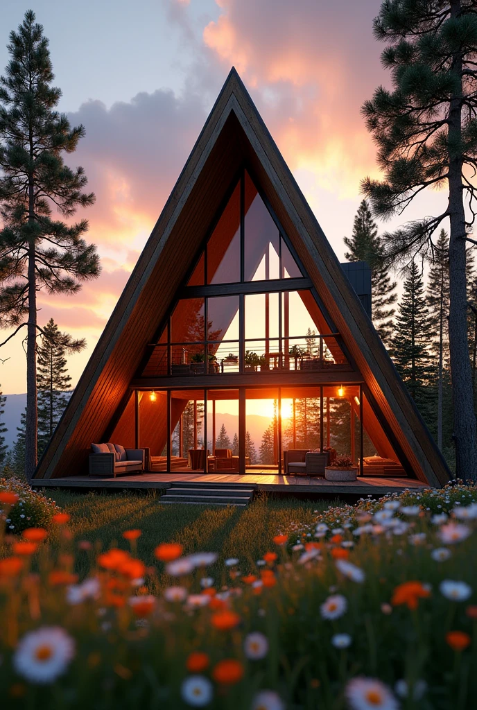 A-frame building seen from below