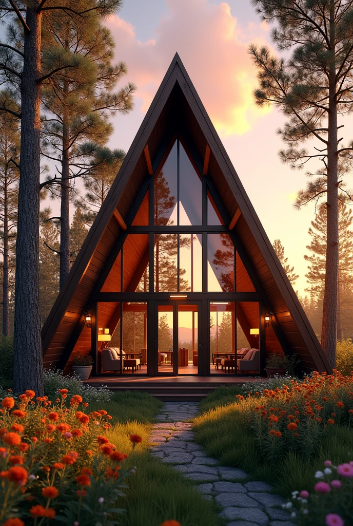 A-frame building seen from below