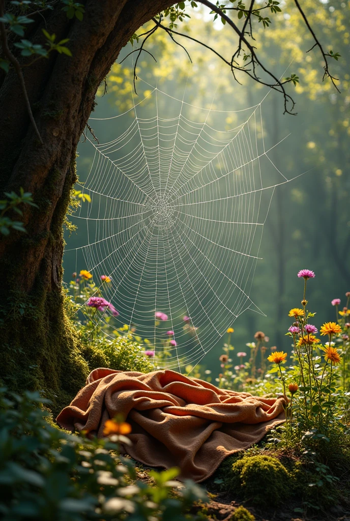 Spider web with blanket