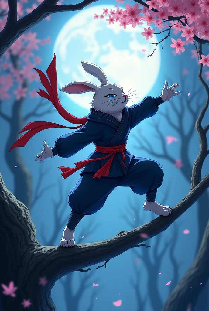 Blue-eyed rabbit ninja anime 