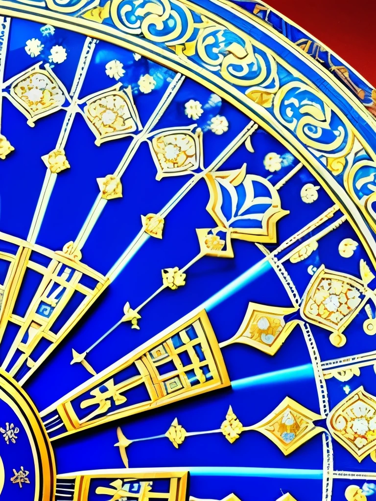 a close up of a fan with a blue and white design, ✨🕌🌙, anime art nouveau cosmic display, oriental fantasy, with ornate jewelled, inspired by Fan Qi, lunar themed attire, intricate ornate anime cgi style, korean art nouveau anime, 8k high quality detailed art, inspired by Li Mei-shu, ancient china art style