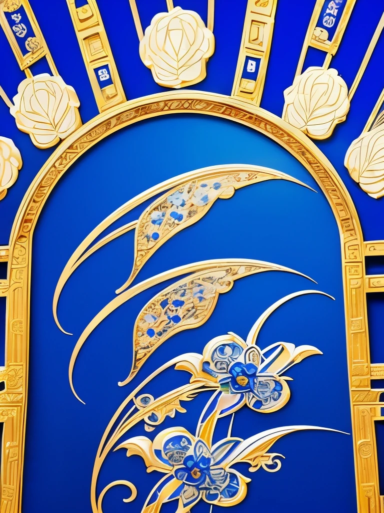 a close up of a fan with a blue and white design, ✨🕌🌙, anime art nouveau cosmic display, oriental fantasy, with ornate jewelled, inspired by Fan Qi, lunar themed attire, intricate ornate anime cgi style, korean art nouveau anime, 8k high quality detailed art, inspired by Li Mei-shu, ancient china art style