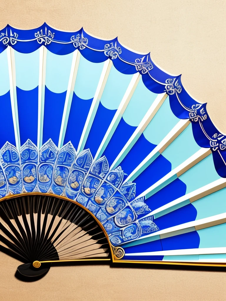 a close up of a fan with a blue and white design, concept art inspired by Fan Qi, pixiv, rococo, ✨🕌🌙, anime art nouveau cosmic display, oriental fantasy, with ornate jewelled, lunar themed attire, intricate ornate anime cgi style, korean art nouveau anime, 8k high quality detailed art, ancient china art style