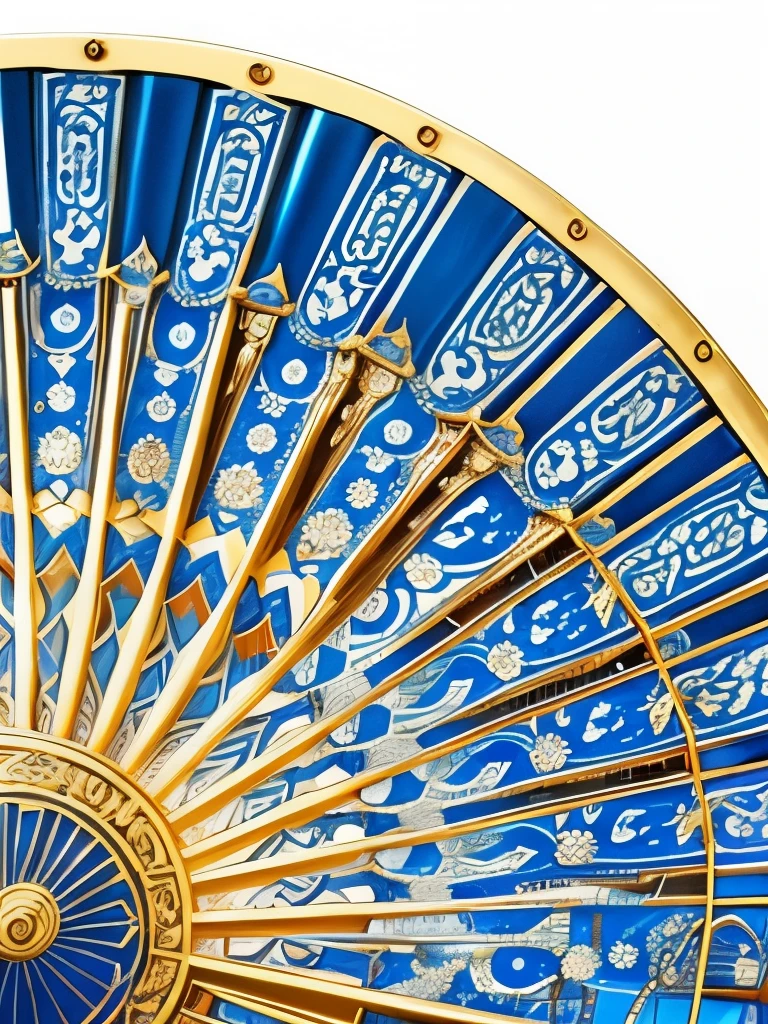 a close up of a fan with a blue and white design, ✨🕌🌙, anime art nouveau cosmic display, oriental fantasy, with ornate jewelled, inspired by Fan Qi, lunar themed attire, intricate ornate anime cgi style, korean art nouveau anime, 8k high quality detailed art, inspired by Li Mei-shu, ancient china art style