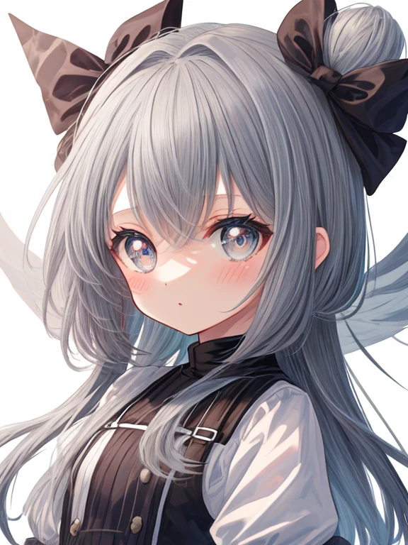 (White background), (Chibi Character) , 1 Small girl, upper body