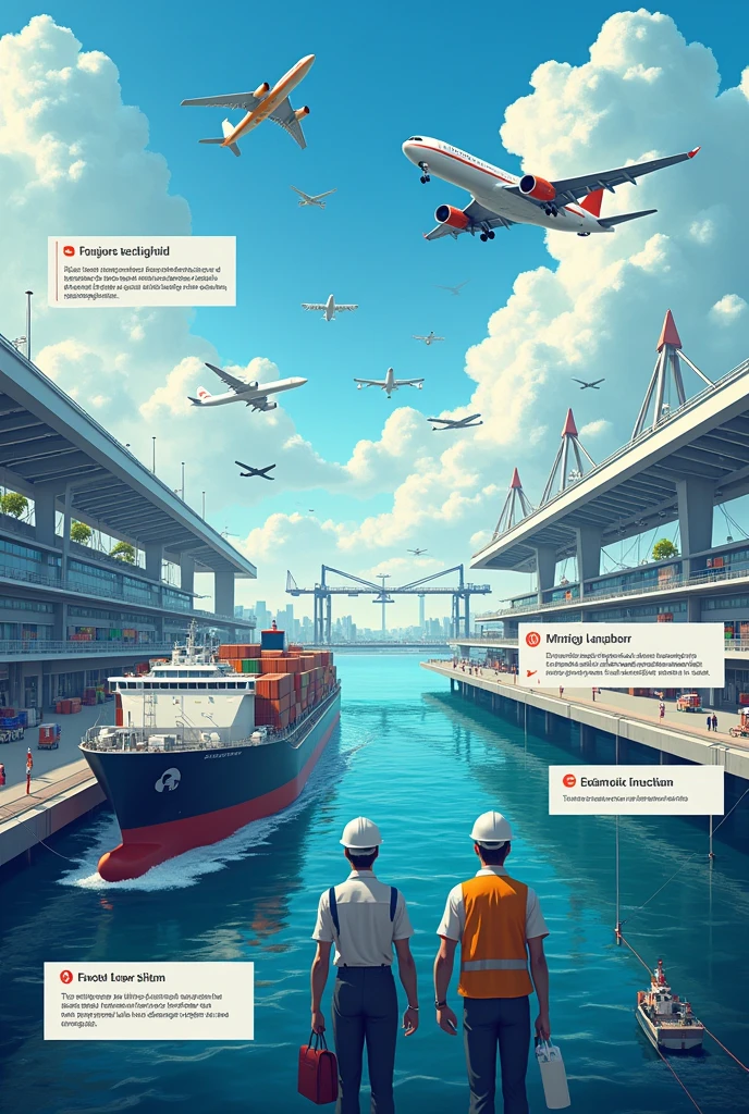 Prepare a poster on the recent advancements in Airports and Harbours