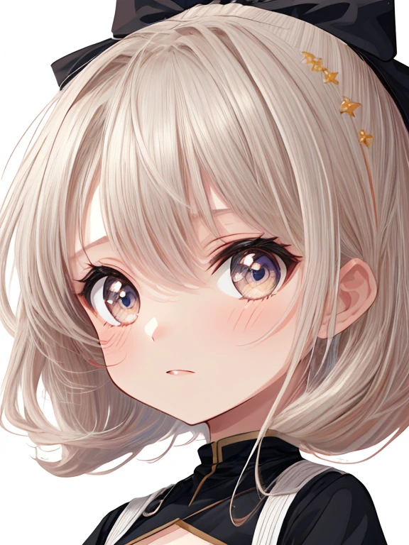 (White background), (Chibi Character) , 1 Small girl, upper body, close-up face