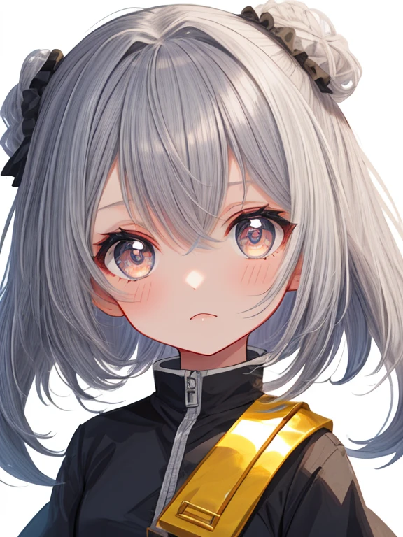 (White background), (Chibi Character) , 1 Small girl, upper body, close-up face