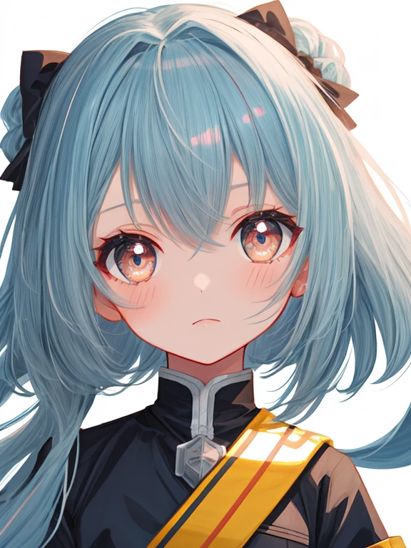 SD, (White background), (Chibi Character) , 1 Small girl, upper body, close-up face