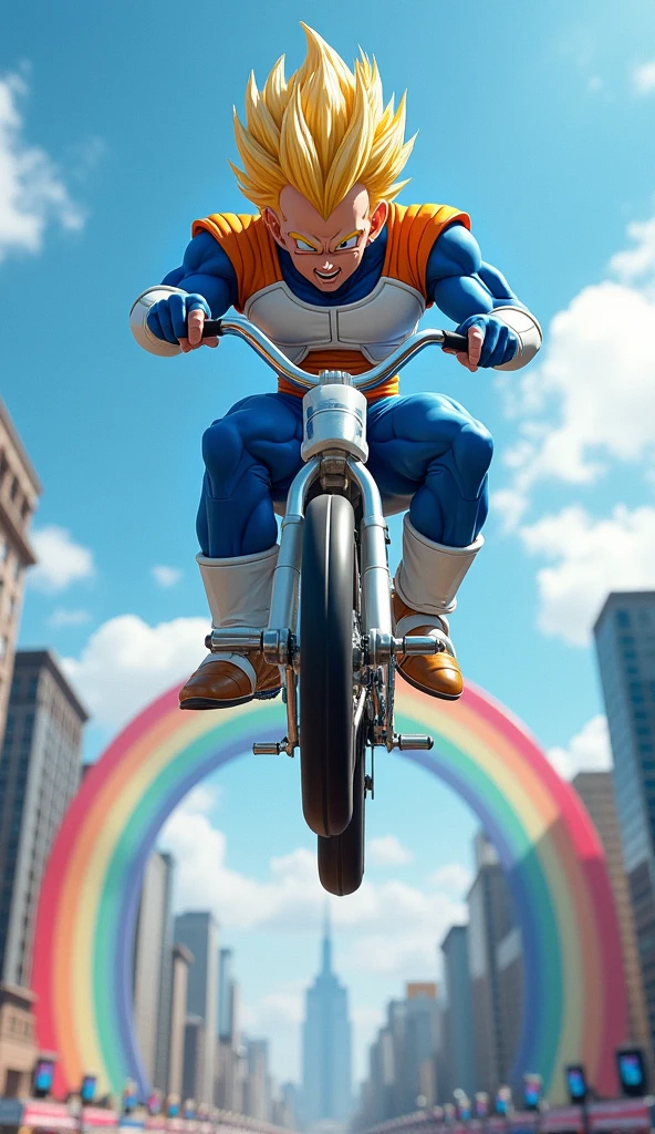 Today's challenge theme：Vegeta Riding a Bicycle doing acrobats