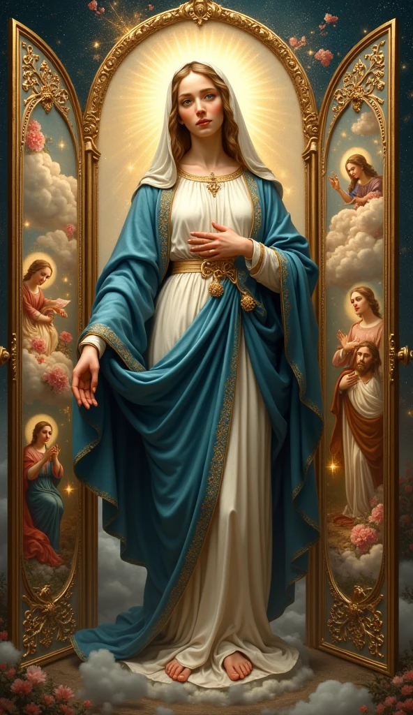 A very beautiful triptych of the Virgin Mary and her biography, The Virtues of Mary and the Images in the Triptych