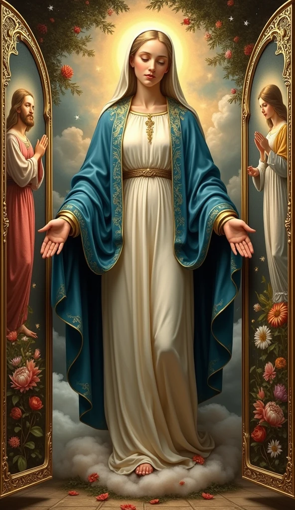 A very beautiful triptych of the Virgin Mary and her biography, The Virtues of Mary and the Images in the Triptych