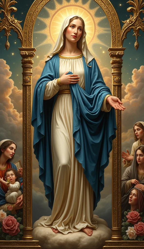 A very beautiful triptych of the Virgin Mary and her biography, The Virtues of Mary and the Images in the Triptych